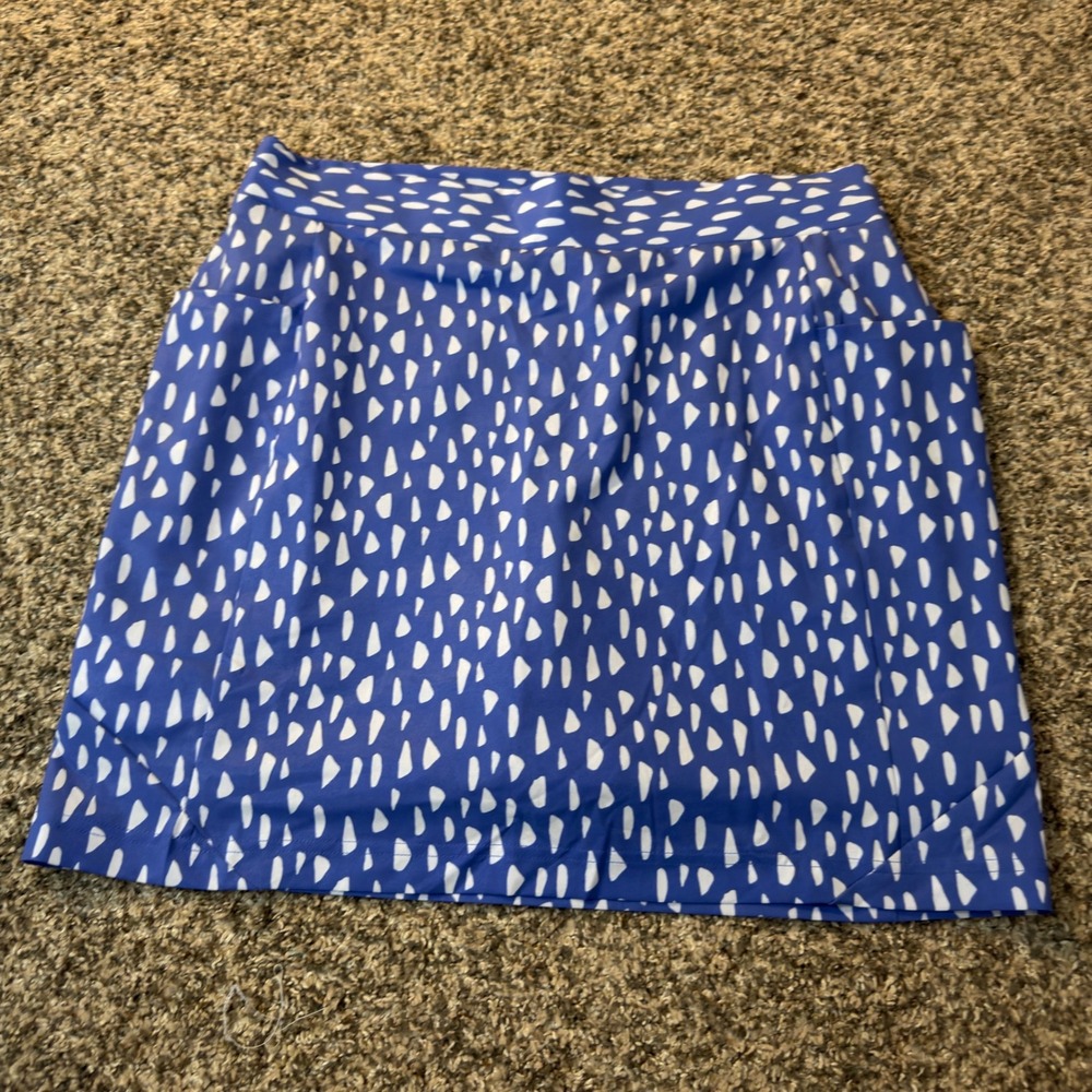 Chicos Zenergy Skort Blue White Teardrop Print Active Golf Tennis Skirt Size 1 8